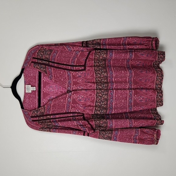 St. John's Bay Tops - St John's Bay Boho Pasley Bordeaux Blouse